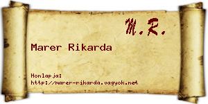 Marer Rikarda névjegykártya